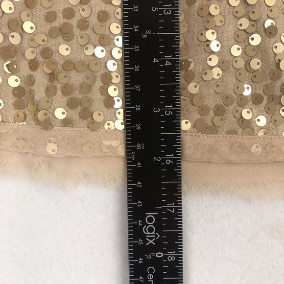 Alythea Women's Size Small Beige Gold Sequin 3/4 Sleeve Open Front Crop Jacket - Picture 7 of 8